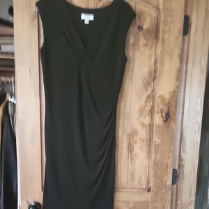 Dressbarn Black Ruched V-Neck Sheath Dress